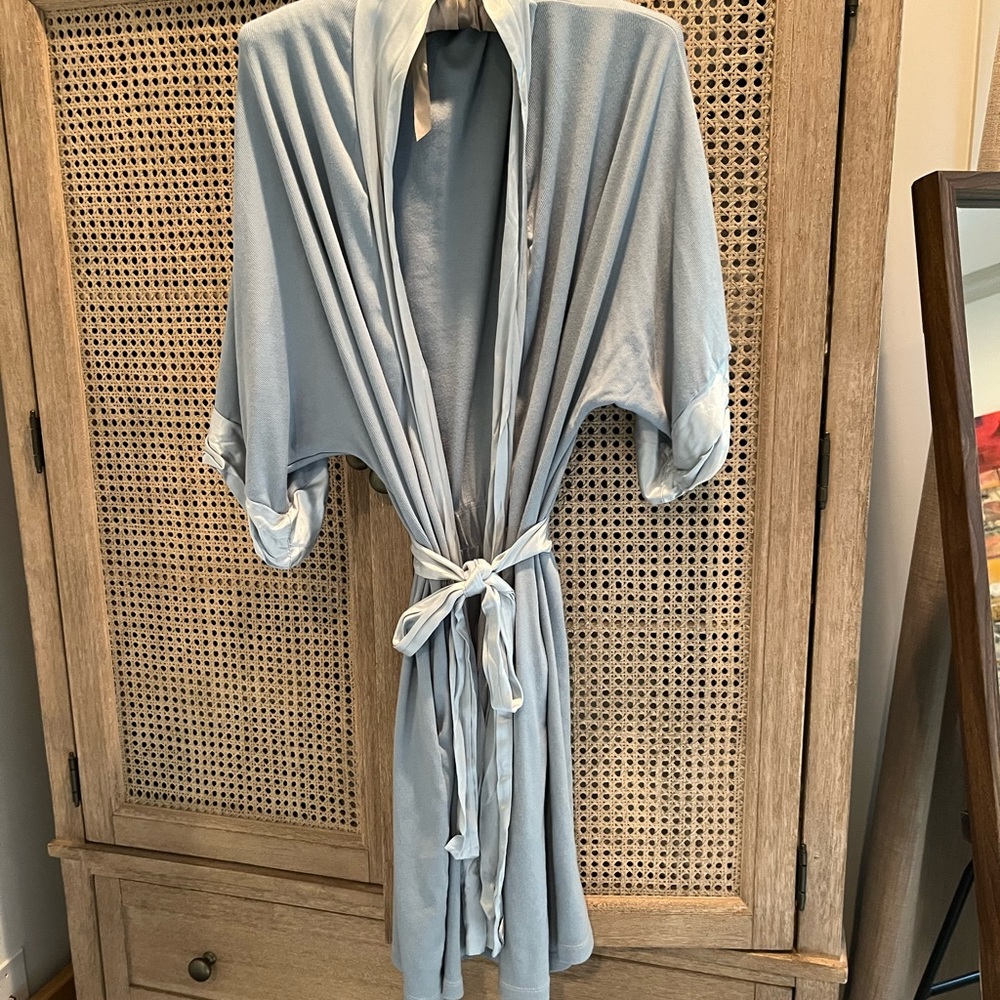 PJ Harlow Baby Blue Robe with satin trimming